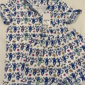 Roller Rabbit Blue Monkey Print Pajama Set